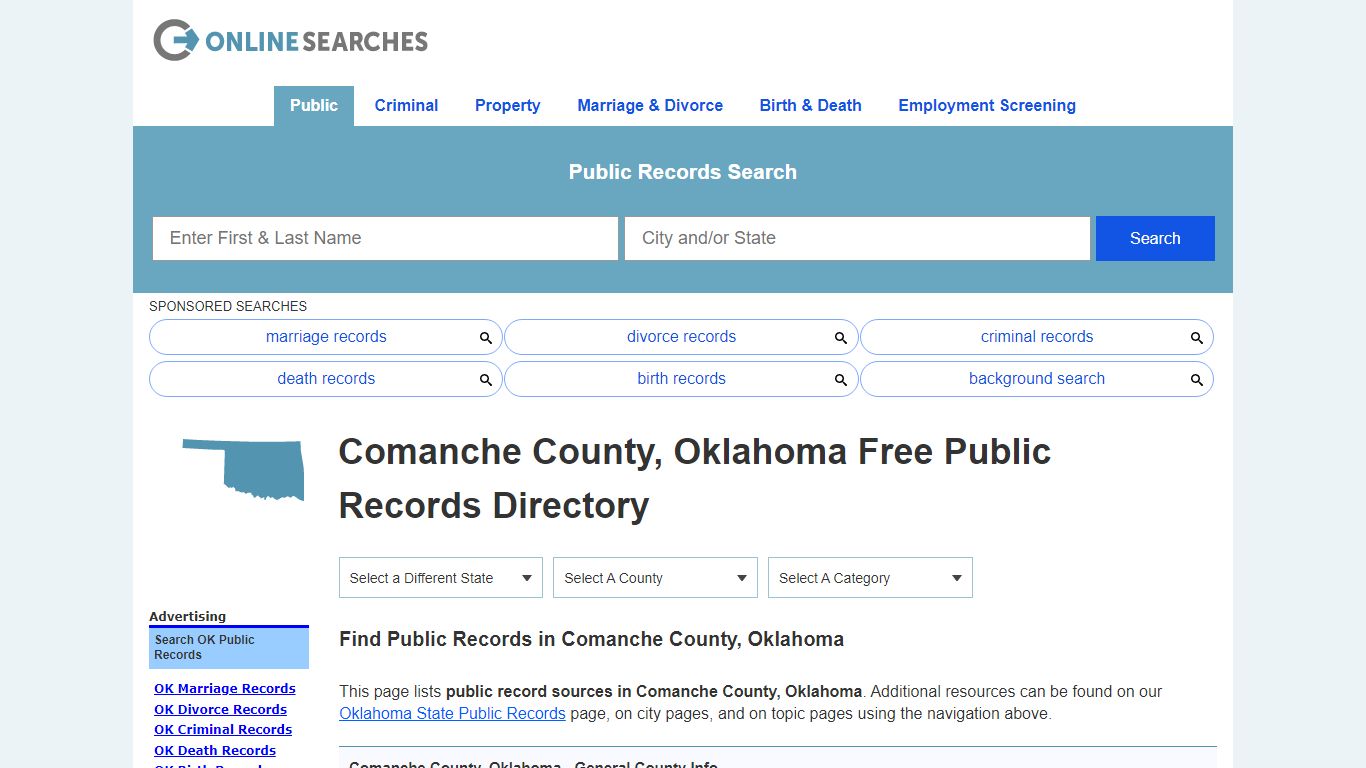 Comanche County, Oklahoma Public Records Directory