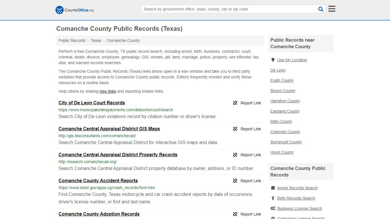 Public Records - Comanche County, TX (Business, Criminal, GIS, Property ...